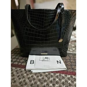 EUC BRAHMIN BLACK VEIL MISHA GENUINE LEATHER HANDBAG RETAIL $495